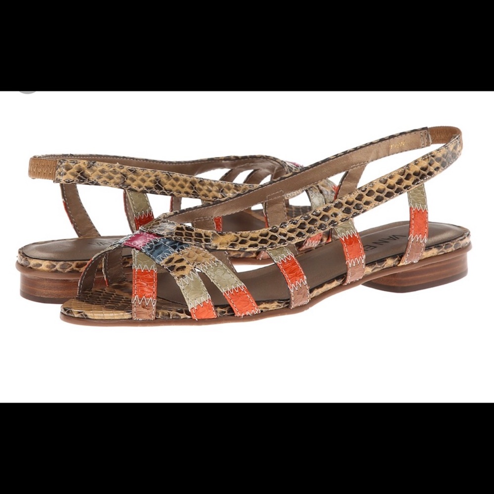 Vaneli sling back leather sandal, multi colored.